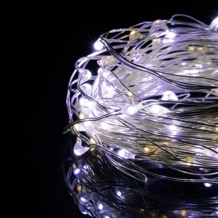 Instalatie lumina decorativa cu 100 LED-uri, 5m, cu alimentare pe baterii, iluminare alba [5]