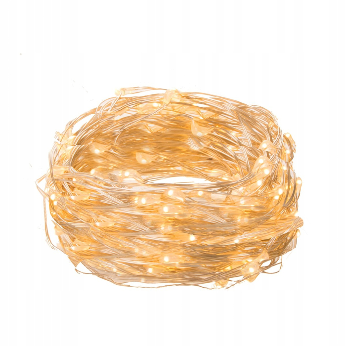 Instalatie lumina decorativa cu 100 LED-uri, 5m, cu alimentare pe baterii, iluminare galbena [4]