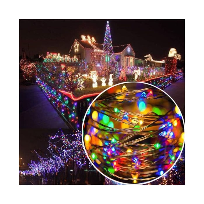 Instalatie lumina decorativa cu 300 LED-uri, 30m, pentru interior/exterior, iluminare multicolor [8]