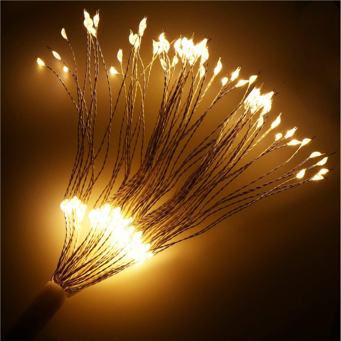 Instalatie lumina decorativa STAR cu 100 LED-uri, diametru 40cm, telecomanda, iluminare galbena [10]