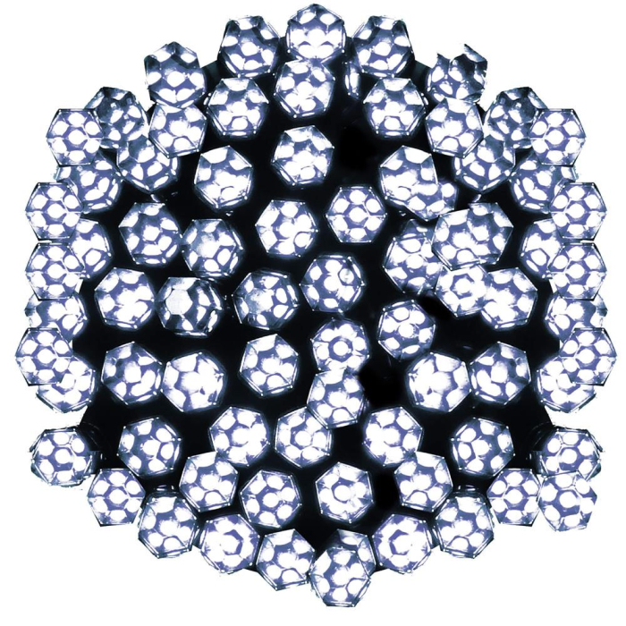 Instalatie lumini de exterior pentru gradina, 9 metri, 120 LED-uri forma cristal, cu baterii, alb [7]