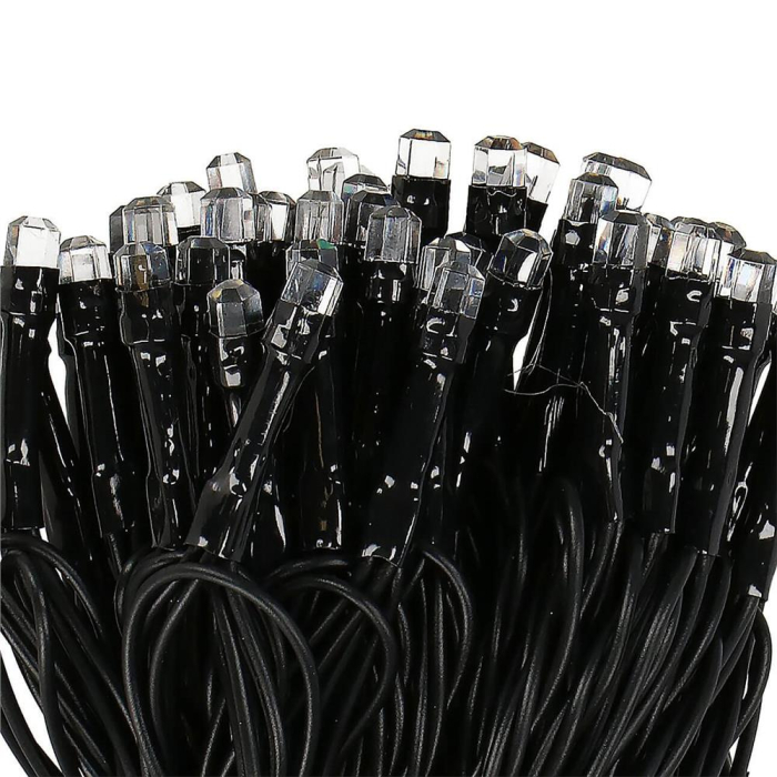 Instalatie lumini de exterior pentru gradina, 9 metri, 120 LED-uri forma cristal, cu baterii, alb [2]