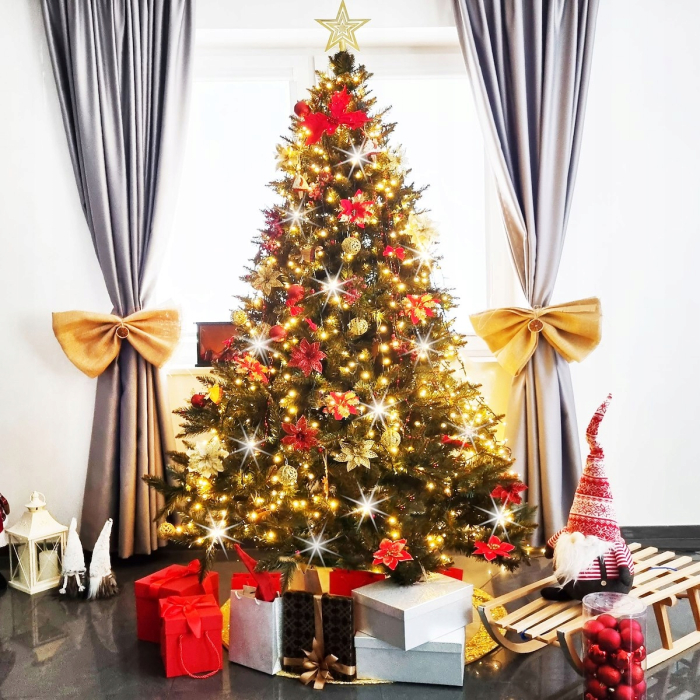 Instalatie lumini pentru bradul de Craciun, 18,5 metri, 300 LED-uri cu flash, galben [2]