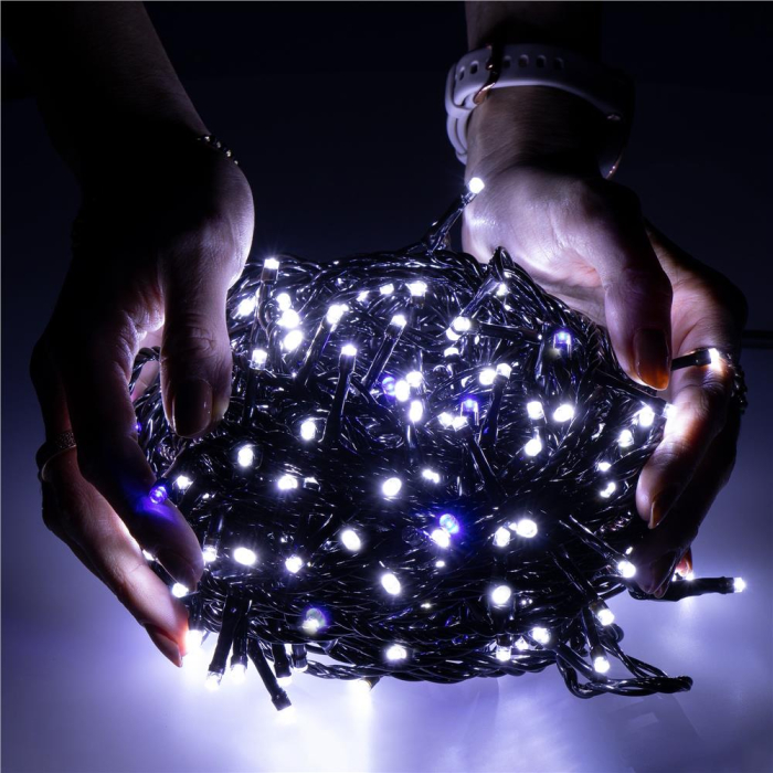 Instalatie luminoasa LED 41,5 m, 500 LED, IP44, pentru interior si exterior, alb rece + albastru flash [9]