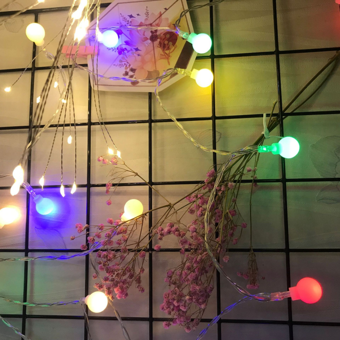 Instalatie sfere brad Craciun , 3 metri, 20 LEd-uri, alimentare la retea, fir transparent, multicolora [3]