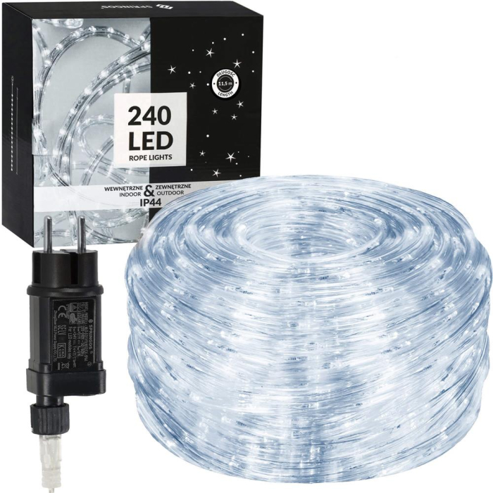 Instalatie tub furtun luminos pentru Craciun, 240 LED-uri, 10 m, pentru exterior, alb rece [7]