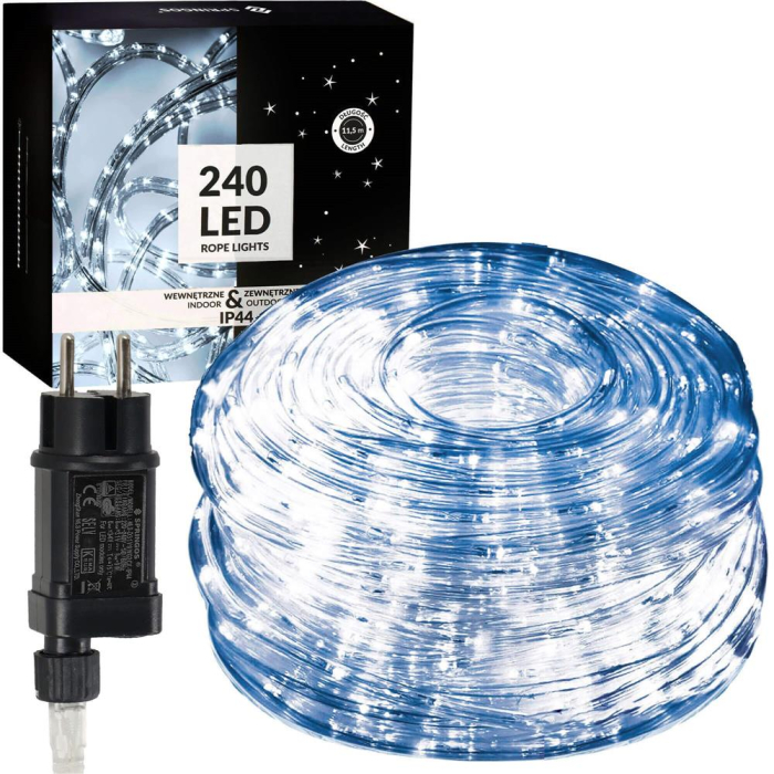 Instalatie tub furtun luminos pentru Craciun, 240 LED-uri, 10 m, pentru exterior, alb rece [10]