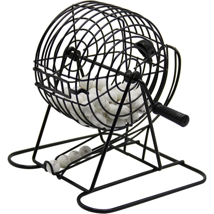 Joc Bingo , din metal, 75 bile albe, portabil, 21 x 21 cm, negru [3]