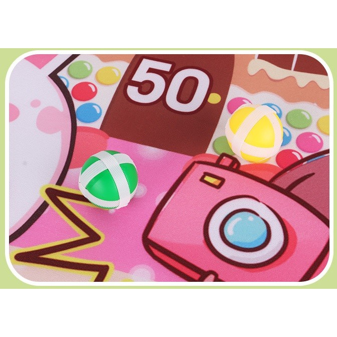 Joc Darts pentru Copii, Placa Pliabila 70 cm, 8 Mingii Velcro/Scai Simple, 2 Mingii Luminoase, Model Acadele, Roz [3]