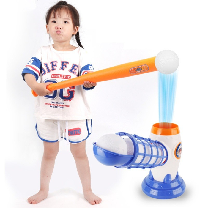 Joc de Baseball Interactiv, Lansator , Aruncare Automata, Include Bata si 5 Mingii, 37 x 23 x 16 cm Baza, 59 cm Bata, Multicolor [6]