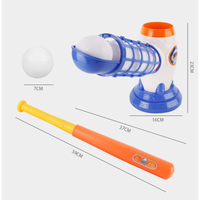 Joc de Baseball Interactiv, Lansator , Aruncare prin Buton de Lansare pe Bata, Include Bata si 5 Mingii, 37 x 23 x 16 cm Baza, 59 cm Bata, Multicolor [5]