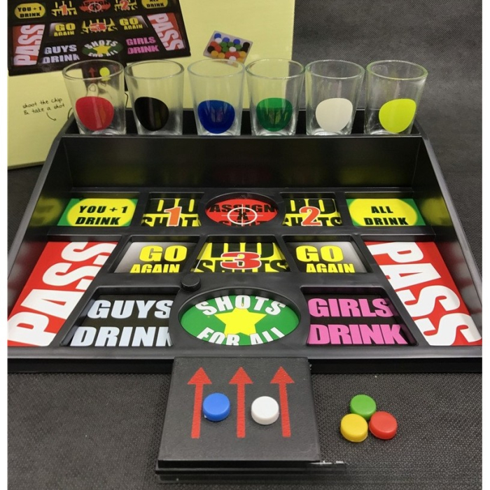 Joc de baut cu banuti , Pahare de Shot din Sticla Incluse, distractiv si interactiv, 23x28 cm, multicolor [2]