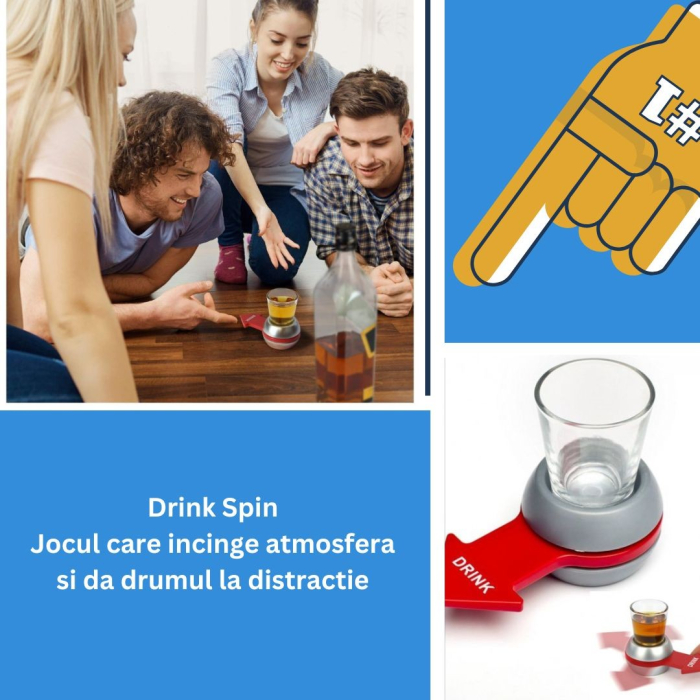 Joc de baut Drink Spin , 10.3 x 11.5 cm, Pahar de Shot din Sticla, gri [2]