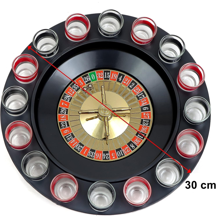Joc de Baut Ruleta cu Pahare de Shot , 30 cm, Rosu/Negru [2]