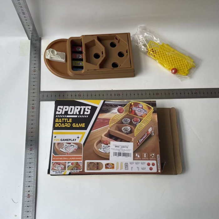 Joc de Masa Mini Baschet Interactiv pentru Copii, , 4 Cosuri, 3 Mingi Incluse, 23.5x11.5x14 cm, Maro [2]