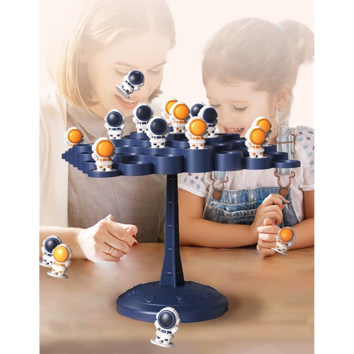 Joc Interactiv, , Astronauti in Echilibru, +3 Ani, din Plastic, 50 de Pioni, Placa de Echilibru, Roata cu Pedepse, Zar, 14 x 7 x 14 cm, Albastru [3]