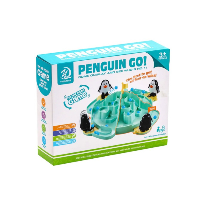 Joc Interactiv pentru Copii, , Batalia Pinguinilor, 3 ani+, Tabla de Joc, Figurine Pinguini, Mingi, Multicolor [2]