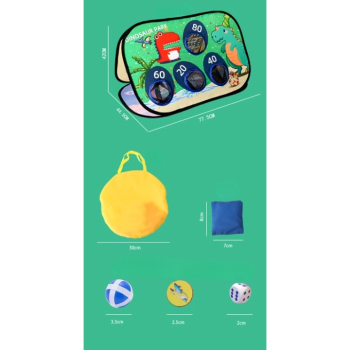 Joc pentru Copii, , Aruncarea Sacilor cu Nisip, Sageti, 8 Mingi, 4 Saci, Geanta Portabila, Interactiv, Model Dinozauri, 77.5x44.5x42 cm, Multicolor [6]