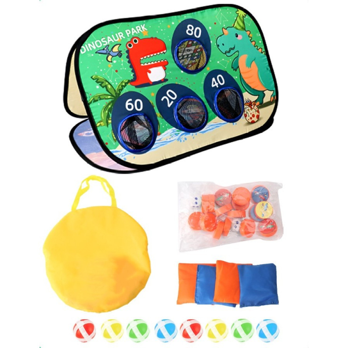 Joc pentru Copii, , Aruncarea Sacilor cu Nisip, Sageti, 8 Mingi, 4 Saci, Geanta Portabila, Interactiv, Model Dinozauri, 77.5x44.5x42 cm, Multicolor [5]