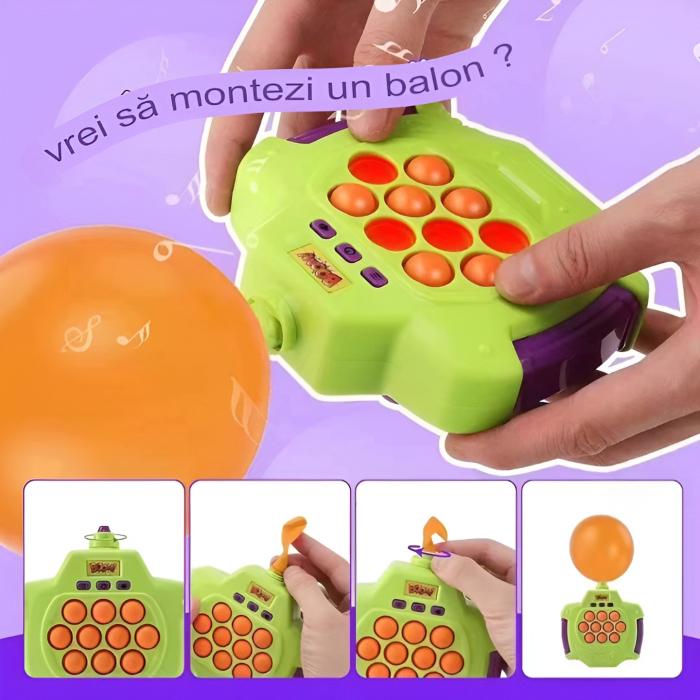 Joc Pop-It Antistres, , Electronic, 50 de Baloane, Muzica, 2 Moduri de Joc, Nivel Maxim 200, 14.5x13.5x5.7cm, Verde [6]