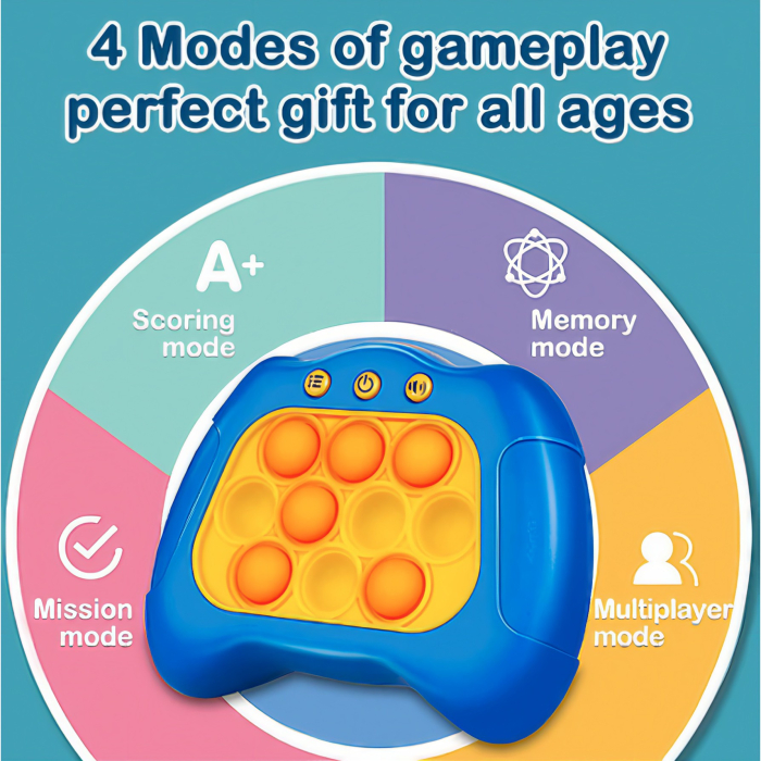 Joc Pop It, , consola, joc interactiv, antistres, cu baterii, Abs si silicon, Albastru, 12 x 10 x 5.8 cm [5]