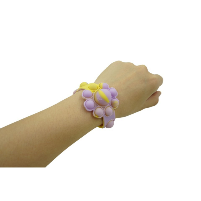 Jucarie antistres din silicon, Bratara caracatita reversibila, Multicolor/Galben [6]