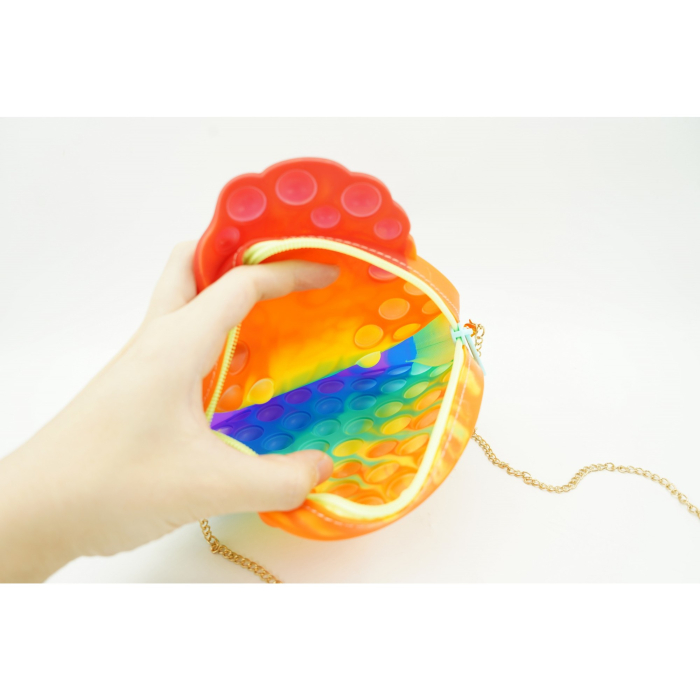 Jucarie antistres din silicon, , Pop It Now and Flip It, Geanta de umar, Mica printesa Elsa, Multicolor [3]