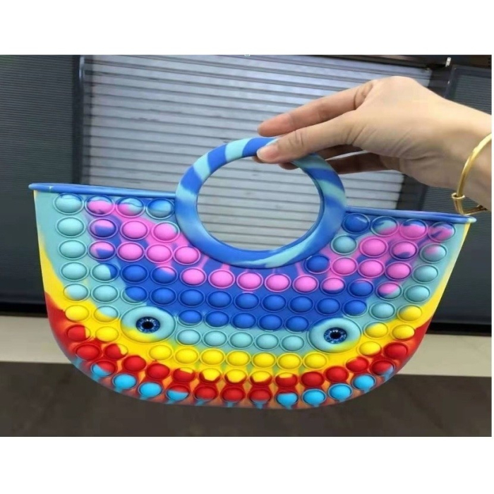 Jucarie Antistres din silicon , Pop It Now And Flip It, Geanta mare, 28 cm, Multicolor, Model 2 [2]
