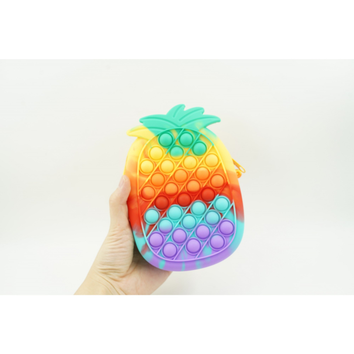 Jucarie antistres din silicon, , Pop It Now and Flip It, Geanta mica, Ananas, Multicolor, Model 1 [2]