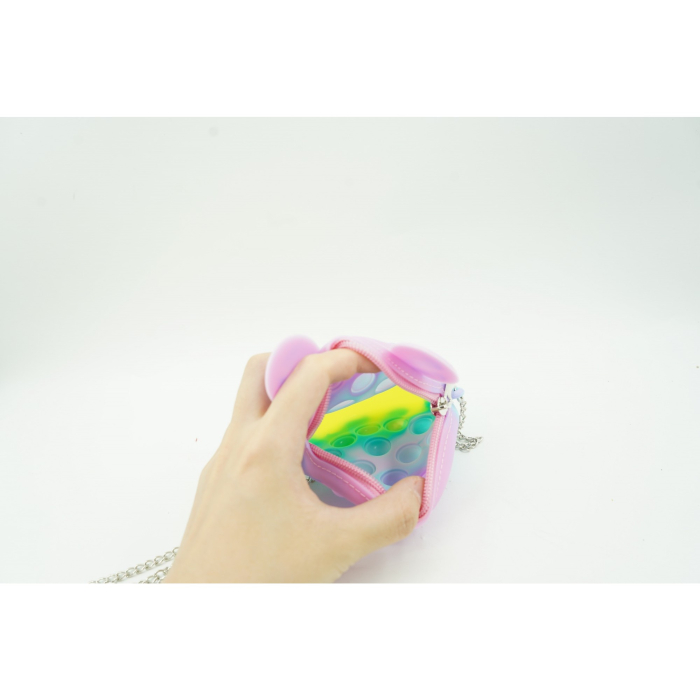 Jucarie antistres din silicon , Pop it Now and Flip It ,Mini Geanta, Mickey Mouse, 6 cm, Macarons [6]