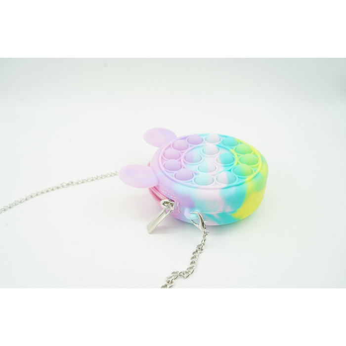 Jucarie antistres din silicon , Pop it Now and Flip It ,Mini Geanta, Mickey Mouse, 6 cm, Macarons [5]
