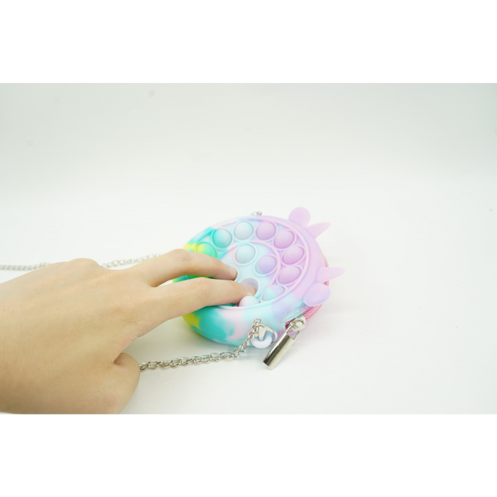 Jucarie antistres din silicon , Pop it Now and Flip It ,Mini Geanta, Vacuta, 6 cm, Macarons [5]