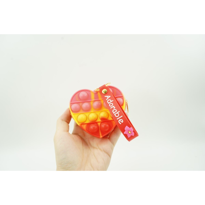 Jucarie antistres din silicon, , Pop It Now and Flip It, Portofel inima, Rosu/Galben [3]