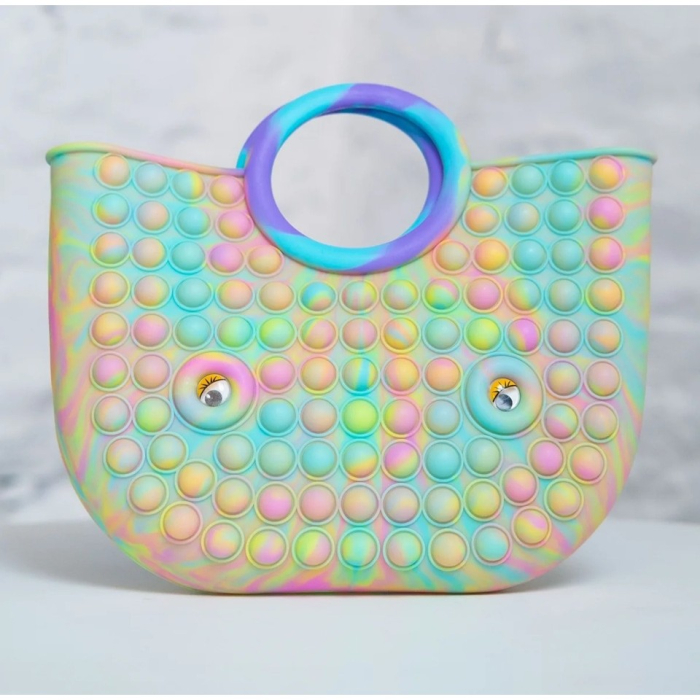 Jucarie Antistres, , Tip Pop It Now and Flip It, Geanta, din Silicon, 28 cm, Multicolor [3]