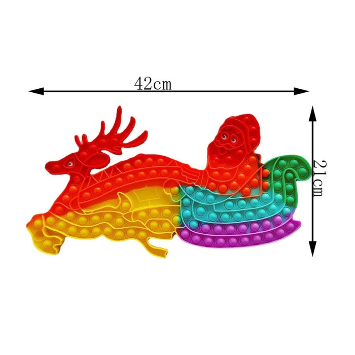Jucarie Antistres, , Tip Pop It Now and Flip It, Sania Lui Mos Craciun cu Renul, 42 x 21 cm, Multicolor [2]