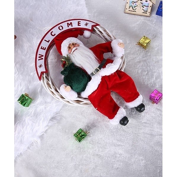 Jucarie decorativa, , Mos Craciun, 40 cm x 27 cm, grosime 12 cm, lana, tesatura de plus, poliester, interior/exterior [3]