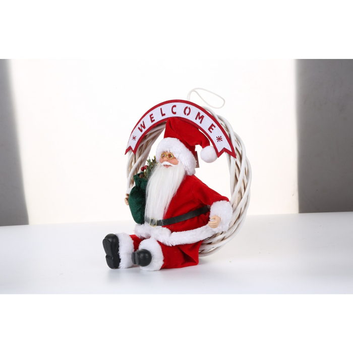 Jucarie decorativa, , Mos Craciun, 40 cm x 27 cm, grosime 12 cm, lana, tesatura de plus, poliester, interior/exterior [4]