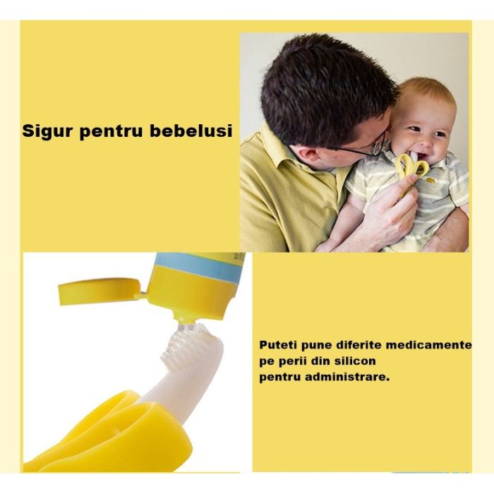 Jucarie dentitie bebelusi , banana, cu manere de prindere, material silicon non-toxic, fara miros, 10.5x5.9 cm, galben [7]