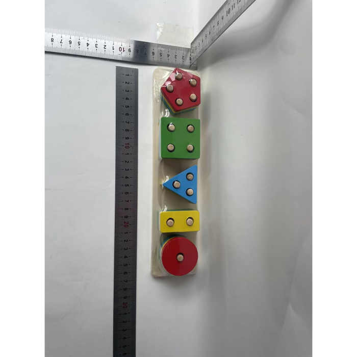 Jucarie Educativa , Tip Montessori, din Lemn, + 36 Luni, Forme Geometrice, 20 Piese, 6 x 26.5 cm, Multicolor [13]