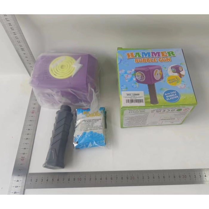 Jucarie Interactiva pentru Baloane de Sapun, , Sunete si Lumini, Model Ciocan, cu 8 Orificii, 13.5 x 10 x 12 cm, Mov [8]