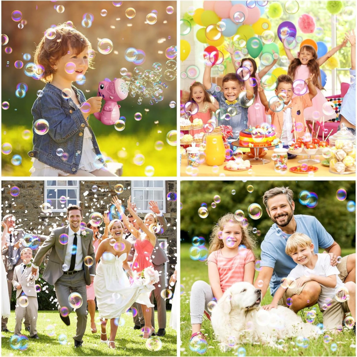 Jucarie Interactiva pentru Baloane de Sapun, , Sunete si Lumini, Model Dinozaur, cu 8 Orificii, 15 x 8.5 x 18.5, Roz [9]