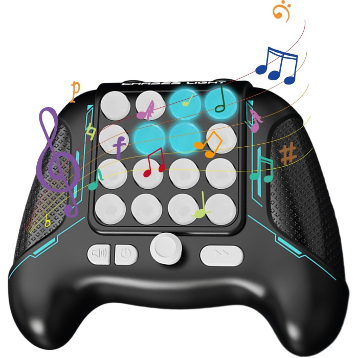 Jucarie Interactiva Pop It, , Tip Consola, Anti-Stres, 5 Moduri de Joc, din ABS si Silicon, +3 Ani, Sunete si Lumini Model Controller, Negru [4]