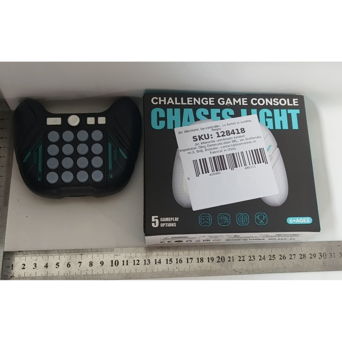 Jucarie Interactiva Pop It, , Tip Consola, Anti-Stres, 5 Moduri de Joc, din ABS si Silicon, +3 Ani, Sunete si Lumini Model Controller, Negru [2]