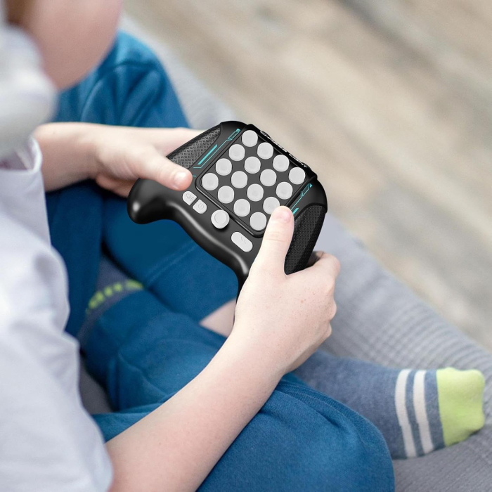 Jucarie Interactiva Pop It, , Tip Consola, Anti-Stres, 5 Moduri de Joc, din ABS si Silicon, +3 Ani, Sunete si Lumini Model Controller, Negru [6]