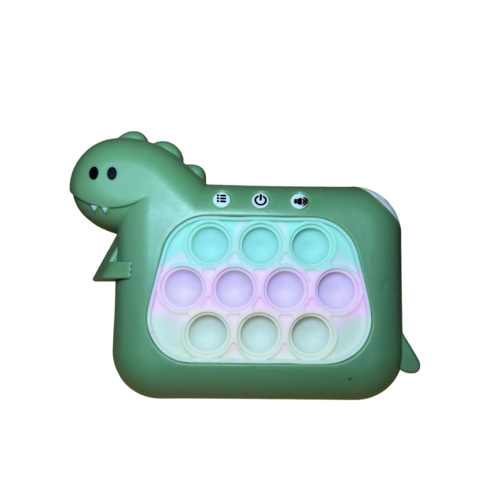 Jucarie Interactiva Pop It Whack A Mole, , Tip Consola, Anti-Stres, 4 Moduri de Joc, din ABS si Silicon, +3 Ani, Model Dinozaur, Verde [6]