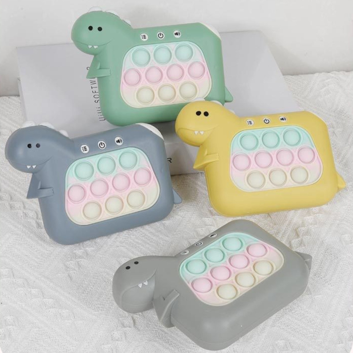 Jucarie Interactiva Pop It Whack A Mole, , Tip Consola, Anti-Stres, 4 Moduri de Joc, din ABS si Silicon, +3 Ani, Model Dinozaur, Verde Inchis [7]