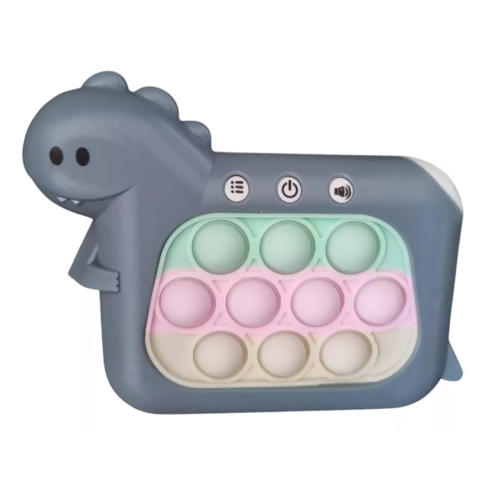 Jucarie Interactiva Pop It Whack A Mole, , Tip Consola, Anti-Stres, 4 Moduri de Joc, din ABS si Silicon, +3 Ani, Model Dinozaur, Verde Inchis [5]