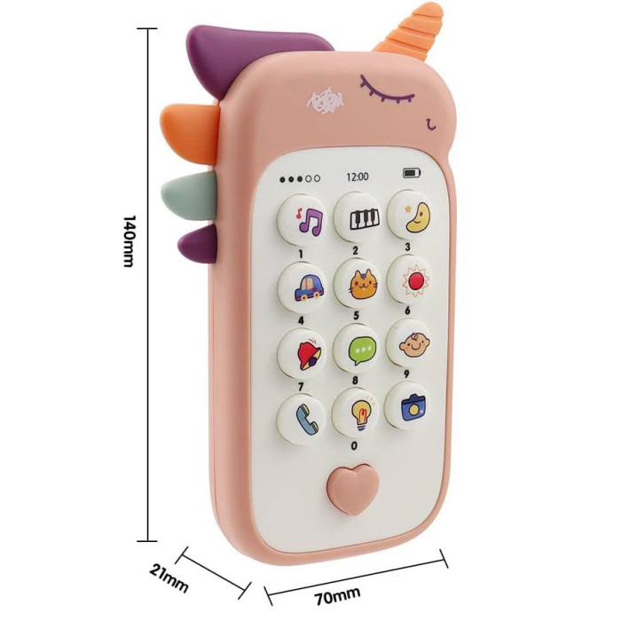 Jucarie Interactiva, , Telefon Inteligent, Model Unicorn, Functii Educative, Muzicale si Voce, 4-6 ani, 19 x 11.5 cm, din Plastic, Roz [3]