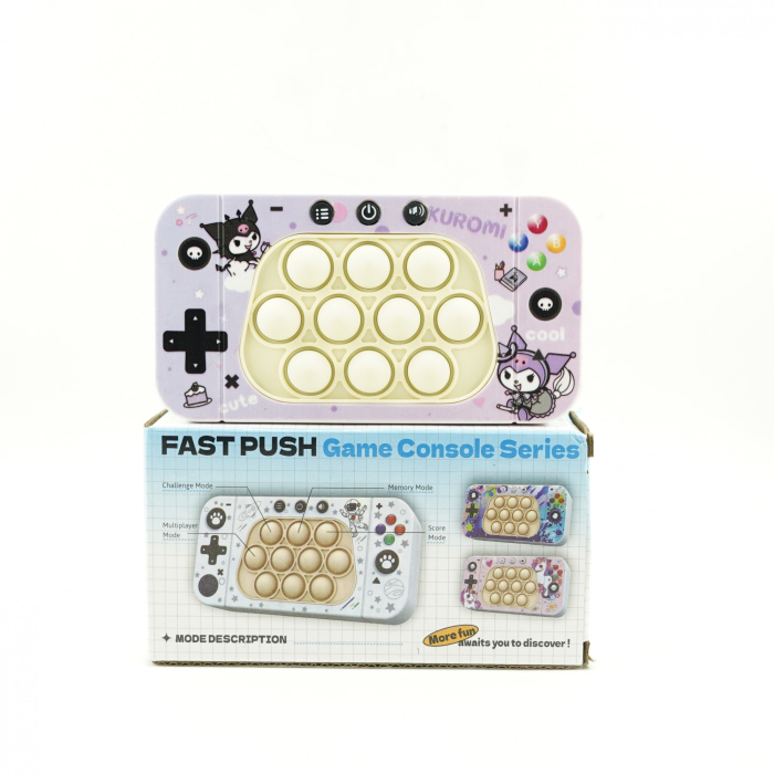 Jucarie interactiva tip consola pentru copii , speed push whack-a-mole, joc de viteza pop it, material ABS/silicon, cu nivele, sunete si lumini, 15.5 x 7.6 x 5.3 cm, model elfi, mov [3]