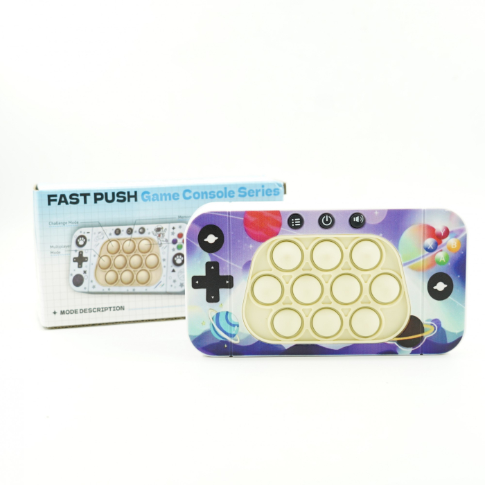Jucarie interactiva tip consola pentru copii , speed push whack-a-mole, joc de viteza pop it, material ABS/silicon, cu nivele, sunete si lumini, 15.5 x 7.6 x 5.3 cm, model spatiu, multicolor [4]